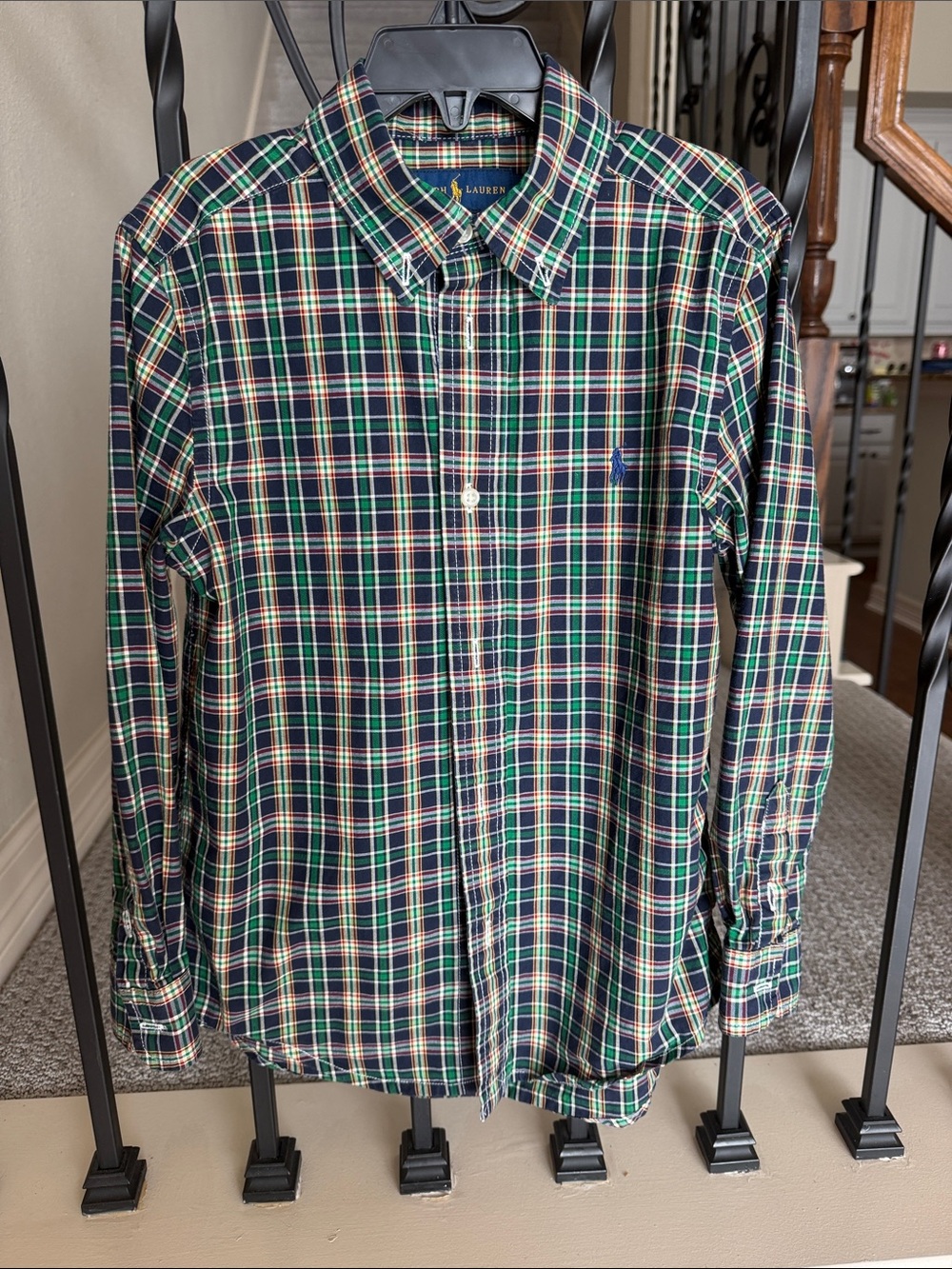 Polo by Ralph Lauren Navy and Green Plaid Button-Down Shirt